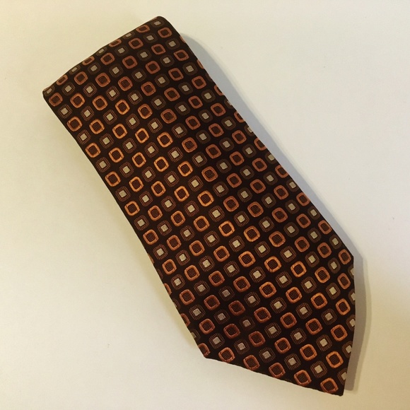 Alfani Other - Alfani Neck Tie Copper Brown Dots Silk Modern